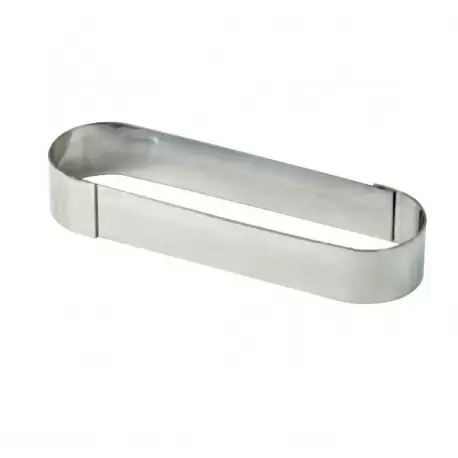 Pastry Chef's Boutique M7687 Stainless Steel Oval Tart Ring 13 x 4 cm - 2 High Finger & Individual Tart Rings