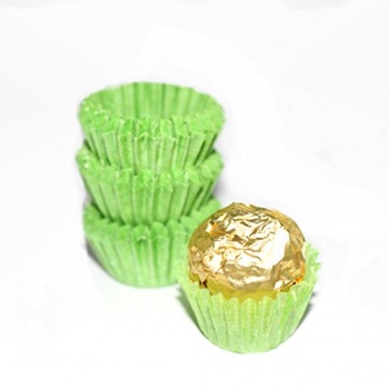 Pastry Chef's Boutique PCB2632 Glassine Chocolate Candy Cups No.3 - 0.9''x 0.66'' - Green - 1000 pcs Chocolate and Candy Wrap...