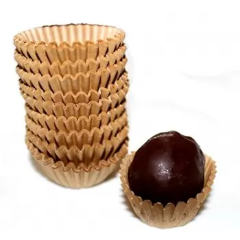 Pastry Chef's Boutique PCB2619 Glassine Chocolate Candy Cups No.4 - 1''x 3/4'' - Natural Kraft - 1000pcs Chocolate and Candy ...