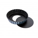 Matfer Bourgeat Exopan® Steel Non-Stick Fluted Sponge Cake Mold With Removable Bottom - Ø 4 3/4", H 3/4"