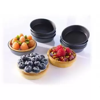 Matfer Bourgeat Exopan® Steel Non-Stick Cake Or Quiche Mold - Ø4x 13/16 - Pack of 12