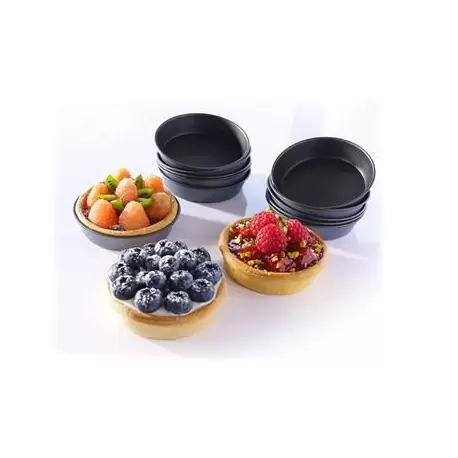 Matfer Bourgeat Exopan® Steel Non-Stick Cake Or Quiche Mold - Ø4x 13/16 - Pack of 12