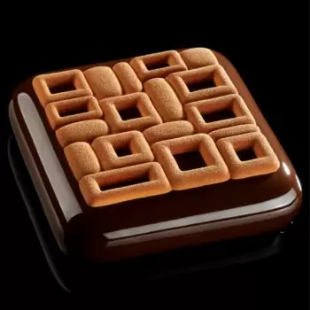 Pavoni TOP01 Pavoni Silicone Top Decoration Molds for Entremets - MAYA - 135 x 135 x 7 mm - Vol: 90 ml - 2 Cavity Pavoni Entr...