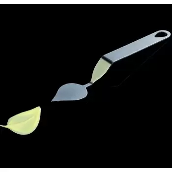 Pavoni CH3 Pavoni FLYCHOC Small Stainless Steel Offset Chocolate Leaf Making Tool - Wide Leaf - 44 x 60 mm Ruler and Pastry C...