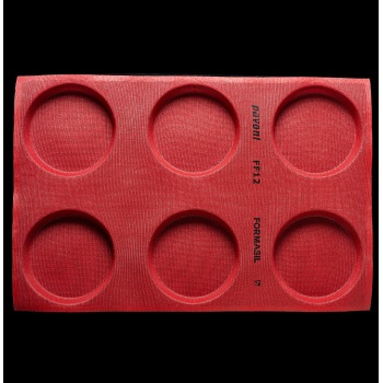 Pavoni FF12 Pavoni Microperforated Silicone Large Deep Round Mold for Bread and Viennoiseries - 600 mm x 400 mm - 6 Indents -...
