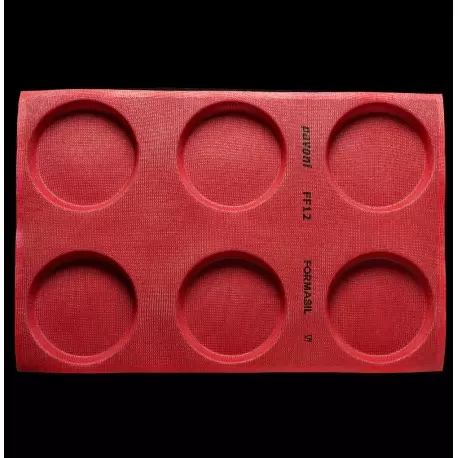 Pavoni FF12 Pavoni Microperforated Silicone Large Deep Round Mold for Bread and Viennoiseries - 600 mm x 400 mm - 6 Indents -...