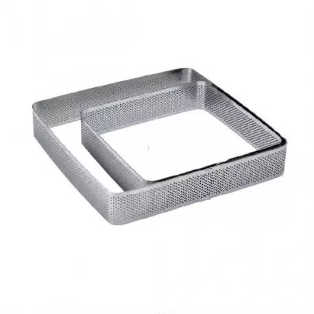 Pavoni XF06 Microperforated Stainless Steel Square Tart Ring Rounded Corners 19 x19 cm - 3.5cm H Square Tarts Rings