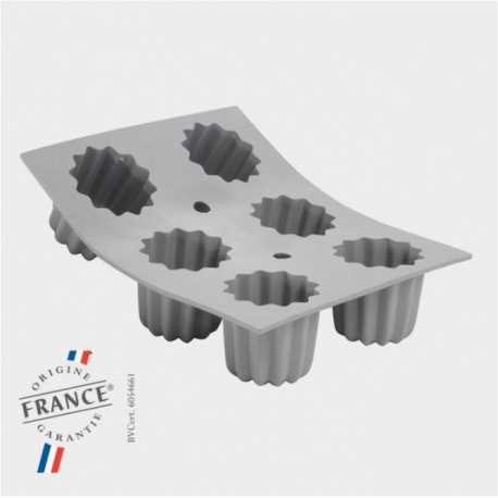 De Buyer 1834.21 De Buyer Silicone Molds ELASTOMOULE - Canneles Bordelais fluted cakes Molds - 6 cavities De Buyer Flexible M...