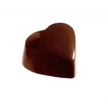 Chocolate World CW2087 Polycarbonate Smooth Heart Chocolate Mold - 31 x 35 x 18 mm - 4x8 Cavity - 15 gr - 275x175x24 mm Valen...