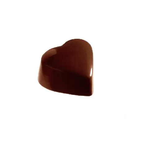 Chocolate World CW2087 Polycarbonate Smooth Heart Chocolate Mold - 31 x 35 x 18 mm - 4x8 Cavity - 15 gr - 275x175x24 mm Valen...