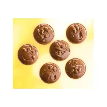 Chocolate World CW1531 Polycarbonate Smile Emoji Faces Chocolate Mold - 35 x 35 x 7 mm - 5.8gr - 3x6 Cavity - 275x135x24mm Th...
