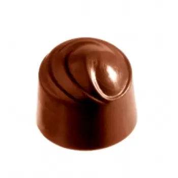 Chocolate World CW2169 Polycarbonate Swirled Round Cherry Praline Chocolate Mold - 28 x 28 x 24 mm - 13gr - 5x8 Cavity - 275x...