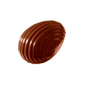 Chocolate World CW2203 Polycarbonate Mini Striped Oval Egg Chocolate Mold - 32 x 22 x 11 mm - 5gr - 4x8 Cavity - 275x175x24mm...