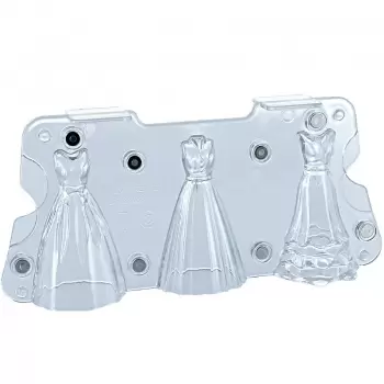 DRCP033 Polycarbonate Flared Dress Chocolate Molds - 3 models - 10cm High - Ø6cm Object Mold