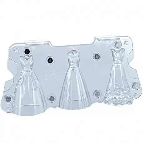 DRCP033 Polycarbonate Flared Dress Chocolate Molds - 3 models - 10cm High - Ø6cm Object Mold