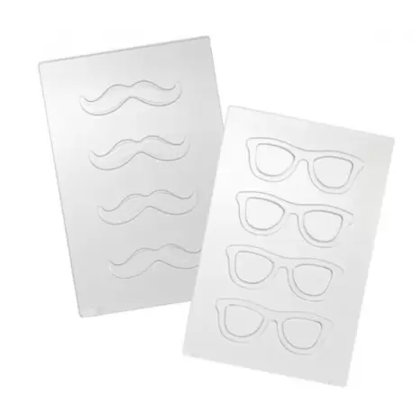 Martellato 20OB01 Thermoformed Mr Chocolate Glasses and Mustache Chocolate Mold  - 2pcs Object Mold