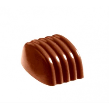 Chocolate World CW2196 Polycarbonate Striped Rectangle Praline Chocolate Mold - 30 x 27 x 19 mm - 13gr - 4x8 Cavity - 275x175...