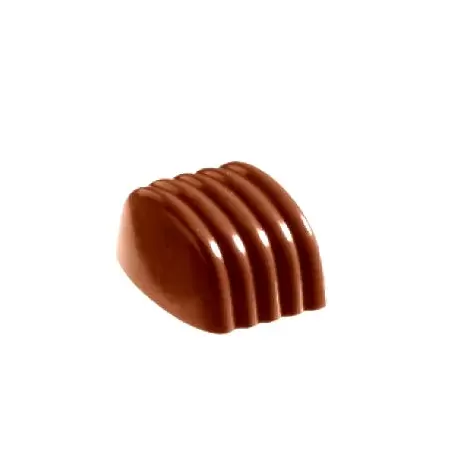 Chocolate World CW2196 Polycarbonate Striped Rectangle Praline Chocolate Mold - 30 x 27 x 19 mm - 13gr - 4x8 Cavity - 275x175...