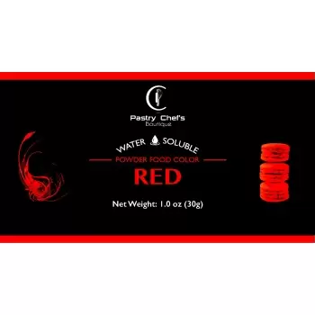 Pastry Chef's Boutique COL1604AF Water Soluble High Concentrated Powder Food Color - Red - 1 oz - 28 gr Water Soluble Colors