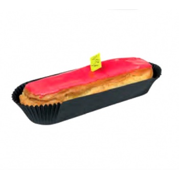Pastry Chef's Boutique M21175 Oval Black Éclair Paper Holder Cup - 105 x 40 x 25 mm - Pack of 1000 pcs Mono Cake Boards