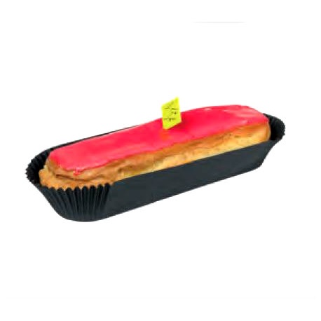 Pastry Chef's Boutique M21175 Oval Black Éclair Paper Holder Cup - 105 x 40 x 25 mm - Pack of 1000 pcs Mono Cake Boards