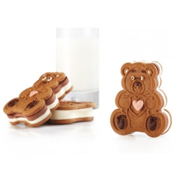 Pavoni CK06 Pavogel Pavocookie Sandwich Ice Cream Silicone Molds ORSO - Teddy Bear - 6 Cavity - 85x70 mm - 90 ml Ice Cream Molds