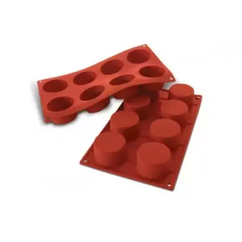 Silikomart SF028 Silikomart Cylinders Silicone Molds - Ø60mm - 190mm x 390mm x 35mm H - 8 Cavity - 90mL Non-Stick Silicone Molds