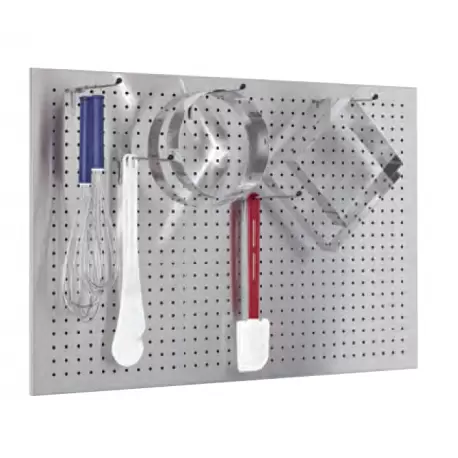 Pastry Chef's Boutique 28995 Stainless Steel Utensils Wall Storage Rack - 88.5 x 60 cm - Ø 5 mm perforation - No Hooks Home