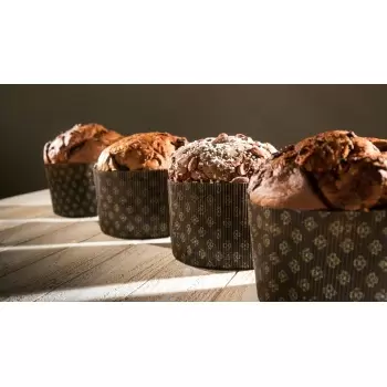 Pastry Chef's Boutique M170-12 Novacart Corrugated Round Traditional High Style Panettone (Panettone Alto) - 6 5/8'' x 4 5/8'...
