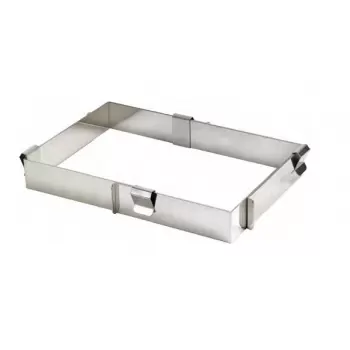 Pastry Chef's Boutique 7276 Rectangle Extensible Pastry Cake Frame - 4.5 cm High - 29.5 x 56 cm Genoise and Full Sheet Frame