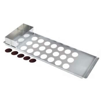Pastry Chef's Boutique 9988 Stainless Steel Plate for making Chocolate Tuile and Palets - Ø 51 mm - 12 Holes - 2mm - (Plate O...