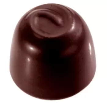 Chocolate World CW2263 Polycarbonate Swirled Round Cherry Praline Chocolate Mold - 28 x 28 x 22 mm - 12gr - 4x8 Cavity - 275x...