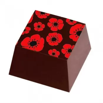 L012575 Chocolate Transfer Sheets - Red Flowers - Pack of 20 Sheets - 135 x 275 mm Chocolate Transfer Sheets