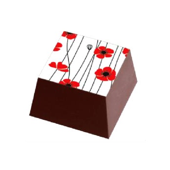 L012689 Chocolate Transfer Sheets - Red Flowers White Background - Pack of 20 Sheets - 135 x 275 mm Chocolate Transfer Sheets
