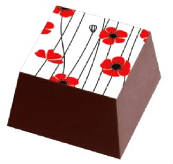 L012575 Chocolate Transfer Sheets - Red Flowers - Pack of 20 Sheets