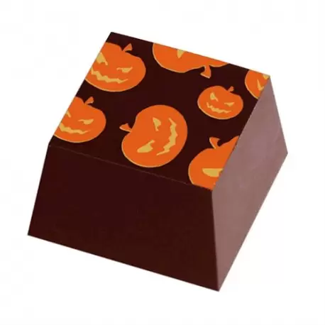 LF003182 Chocolate Transfer Sheets - Halloween Pumpkins Heads - Pack of 20 Sheets - 135 x 275 mm Chocolate Transfer Sheets