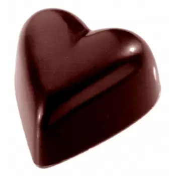 Chocolate World CW1417 Polycarbonate Glossy Heart Chocolate Mold - 33 x 31 x 15 mm - 11gr - 3x8 Cavity - 275 x 135 x 24 mm Va...