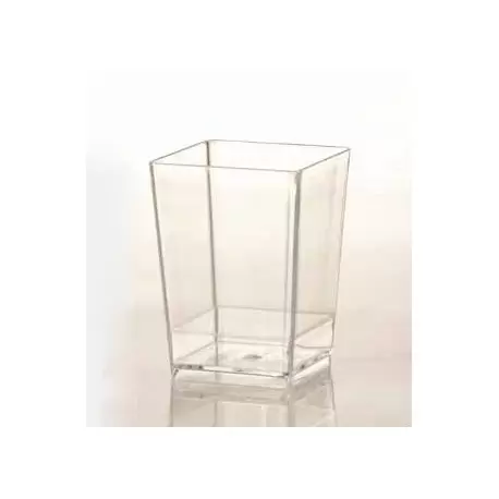 Martellato PMOCU001 Clear Straight Square Plastic Mini Verrine Cups - 40 x 40 x 55 mm - Cap. 60 ml - 100pcs Plastic Mini Cups...