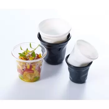 Pastry Chef's Boutique PCB052471 Black Cabosse Plastic mini Cups - Ø75 x 65 mm - 150ml - Pack of 100 Plastic Mini Cups and Bowls