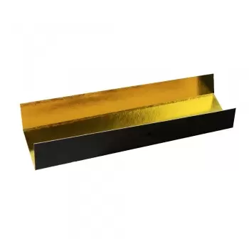 Pastry Chef's Boutique PIBS134bk Deluxe Rectangular Individual Monoportion Folded Boards - Gold Inside Black Outside 13 x 4 c...