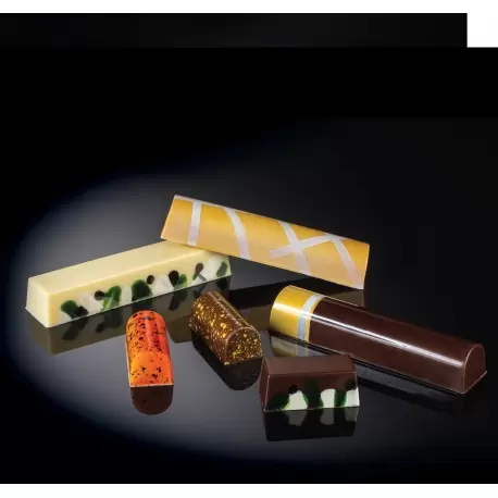 Martellato MA1921 Polycarbonate Straight Snack Bars Chocolate Mold - 96 x 22 x15.5 mm - 34 gr - 10 Cavity - 275 x 175 mm Bars...