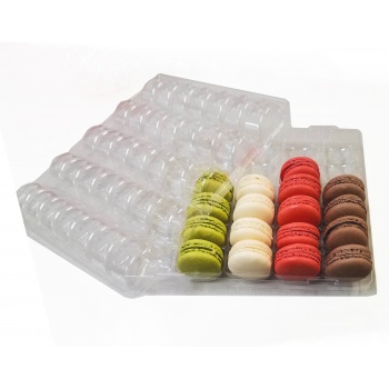 Clear Plastic Thermoformed Macarons Storage and Display Trays - 35 Macarons - Pack of 60