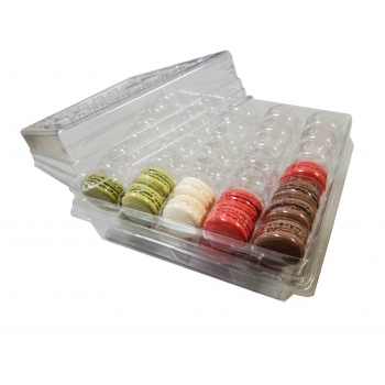 Pastry Chef's Boutique AWM70B Clear Heavy Plastic Thermoformed Macarons Storage Boxes - Holds 70 Macarons - BOXES ONLY - NO I...