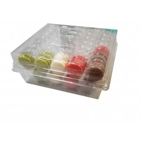 Pastry Chef's Boutique AWM70B Clear Heavy Plastic Thermoformed Macarons Storage Boxes - Holds 70 Macarons - BOXES ONLY - NO I...