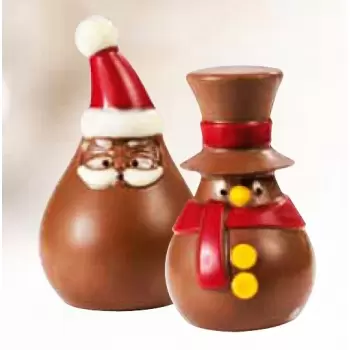 Martellato 20-C1010 Polycarbonate Holiday Winter Snowman Chocolate Mold - 8 Cavity - 4 Santa and 4 Snowman Holidays Molds