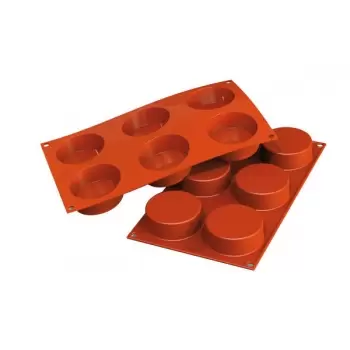 Silikomart SF205 Silikomart Silicone Cylinders Molds - Ø70mm - 20mm x 395mm x 27mm H - 6 Cavity - 103.5mL Non-Stick Silicone ...