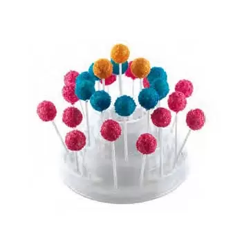 Martellato M12197 Clear Cake Pops Display - Holds 27 Pops - Ø 225 x 110 mm - White Base Display for Pastries and Verrines