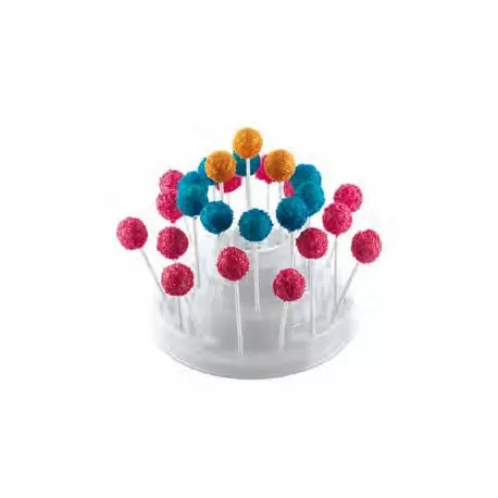 Martellato M12197 Clear Cake Pops Display - Holds 27 Pops - Ø 225 x 110 mm - White Base Display for Pastries and Verrines