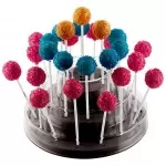 M12198 Clear Cake Pops Display - Holds 27 Pops - Ø 225 x 110 mm - Black Base Display for Pastries and Verrines