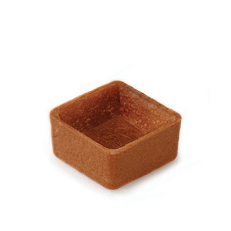 Pastry Chef's Boutique PCB5033 Chocolate Mini Square Straight Edges Sweet Butter Tartlets - 1.3'' - 245 pcs Sweet Pastry shells